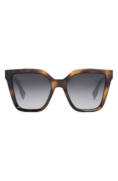Fendi Lettering 54mm Gradient Square Sunglasses In Blonde Havana / Gradient Smoke