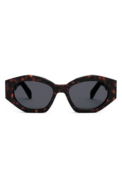 Celine Triomphe 54mm Cat Eye Sunglasses In Havana/gray Solid