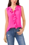 VINCE CAMUTO RUFFLE NECK SLEEVELESS GEORGETTE BLOUSE