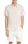 Vince Short-sleeved Linen Shirt In Beach Sand