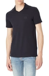 Armani Exchange Short Sleeves Polo Black Cotton In Navy