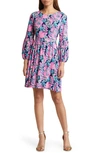 Lilly Pulitzer Women's Auralia Puff-sleeve Minidress In Oyster Bay Navy Shroom With A View