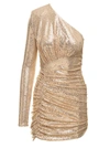 ALEXANDRE VAUTHIER ONE-SHOULDER GOLD MINI DRESS WITH SEQUINS WOMAN ALEXANDRE VAUTHIER