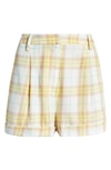 Rag & Bone Ivy Plaid High Waist Cotton Shorts In Yellow Plaid