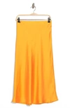 Renee C Solid Satin Midi Skirt In Marigold