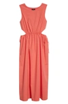 Rails Yvette Cutout Organic Cotton Blend Midi Dress In Spiced Coral