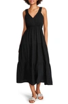 Steve Madden Amira Tiered Cotton Midi Dress In Black