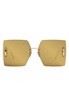 Dior Cd Rimless Square Metal Sunglasses In Shiny Gold
