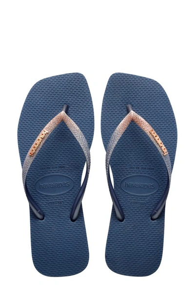 Havaianas Slim Square Glitter Flip Flop In Blue