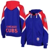 STARTER STARTER ROYAL/RED CHICAGO CUBS HAIL MARY FULL-ZIP HOODIE