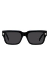 Givenchy Gv Day 53mm Square Sunglasses In Shiny Black Smoke
