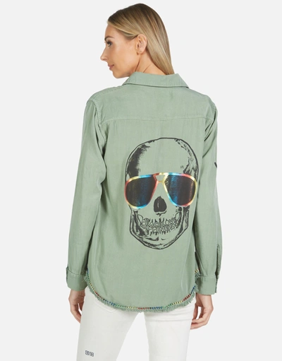 Lauren Moshi Sloane Cool Skull In Pine Green