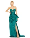 Mac Duggal Womens Satin Ruched Evening Dress In Teal