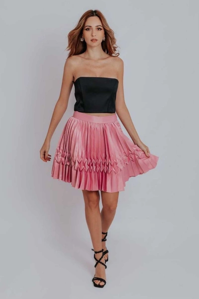 Akalia Audrey Knife Pleat Skirt In Pink