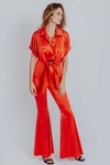Akalia Ingrid High Waisted Flare Pants In Red