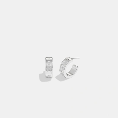 Coach Outlet Signature Huggie Earrings In Grey