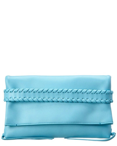 Chloé Mony Leather Clutch In Blue