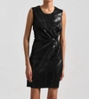 MOLLY BRACKEN Faux Leather Mini Dress in Black