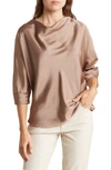 Renee C Cowl Neck Satin Blouse In Dune