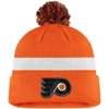 FANATICS FANATICS BRANDED ORANGE/WHITE PHILADELPHIA FLYERS 2020 NHL DRAFT AUTHENTIC PRO CUFFED POM KNIT HAT