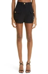 Balmain Wool Grain De Poudre Cargo Shorts In Black