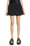 Sacai Metallic Fringe Tweed Pull-on Shorts In Black