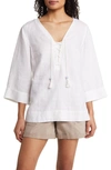 Tommy Bahama Costalina Lace-up Linen Tunic In White