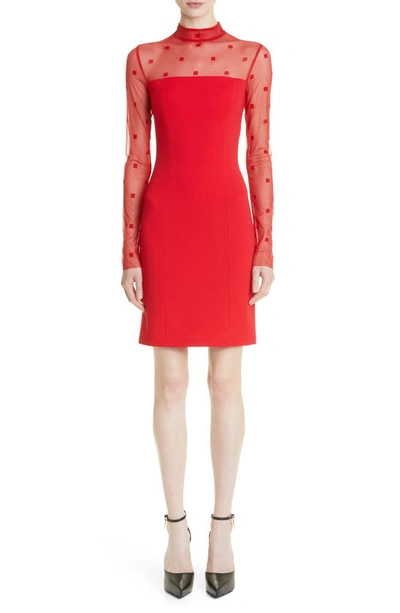 Givenchy 4g-print Tulle-panelled Minidress In Red