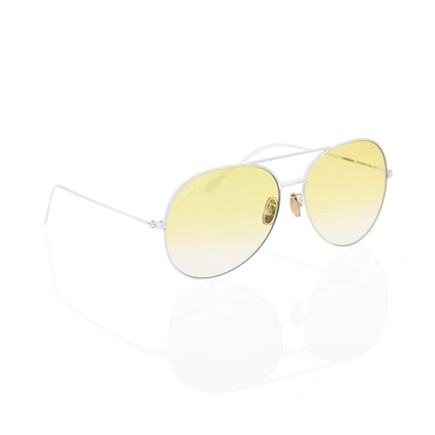 Carmen Sol White Aviator Sunglasses In Gradient Yellow