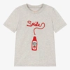 Wauw Capow By Bangbang Grey Organic Cotton Ketchup T-shirt In Grey