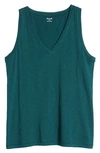 Madewell Whisper Shout Cotton V-neck Tank In Smoky Spruce
