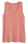 Madewell Whisper Shout Cotton V-neck Tank In Vintage Quartz