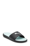 Puma Cool Cat 2.0 Lux Slide Sandal In  Black-silver-fair Aqua
