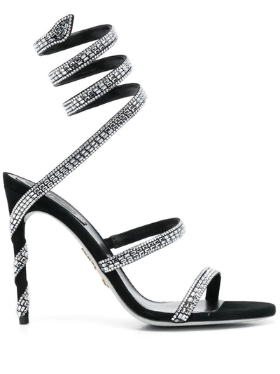 René Caovilla Rene Caovilla Woman Embellished Fabric Cleo Sandals In Black+crystal