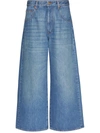 Valentino Vlogo Chain Wide-leg Jeans In Blue