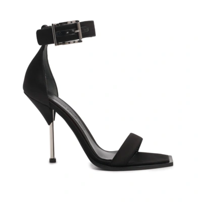 Alexander Mcqueen Silk Satin Heel Sandals In Black