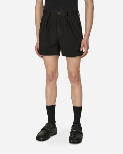 Dries Van Noten Pleated Cotton Shorts In Black