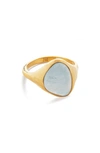 Monica Vinader Rio Gemstone Ring In 18ct Gold Vermeil - Aquama