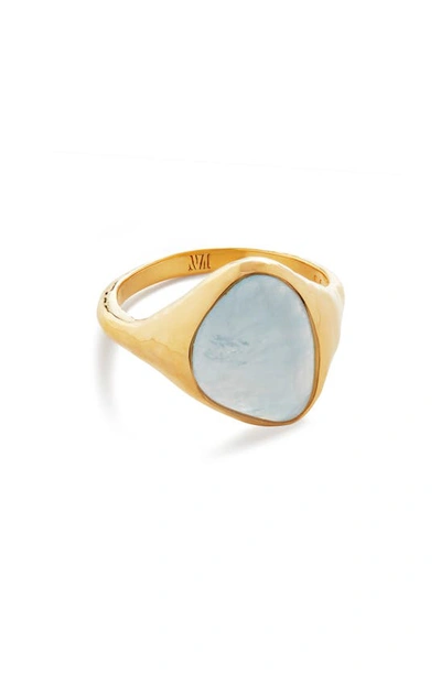 Monica Vinader Rio Gemstone Ring In 18ct Gold Vermeil - Aquama