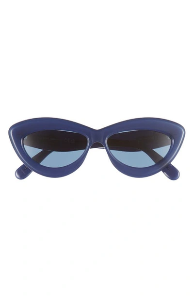 Loewe Curvy 54mm Cat Eye Sunglasses In Shiny Blue