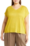 EILEEN FISHER V-NECK ORGANIC LINEN T-SHIRT