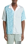 Rhude Bandana Print Short Sleeve Button-up Camp Shirt In Green/ Blue 1383