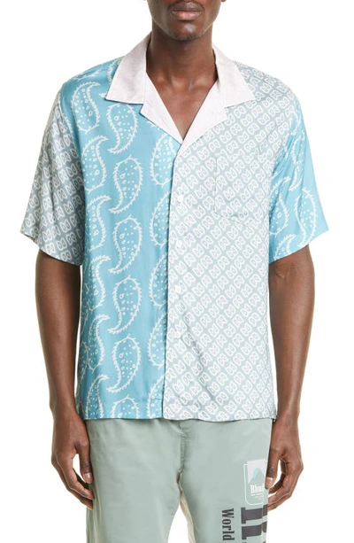 Rhude Bandana Print Short Sleeve Button-up Camp Shirt In Blue