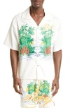 Rhude Palmas Short-sleeve Snap-up Camp Shirt In Offwhite 0772