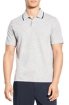 Theory Goris Tipped Solid Polo In Slv Ht/ Blt