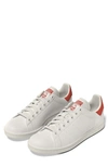 Adidas Originals White & Red Stan Smith Sneakers In White/ Off White/ Preloved Red