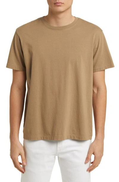 Frame Logo Cotton T-shirt In Dark Beige