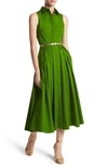 Michael Kors Button-front Poplin Shirtdress In Green