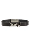 Saint Laurent Ysl Leather Bracelet In Black