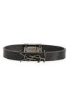 Saint Laurent Ysl Leather Bracelet In Nero